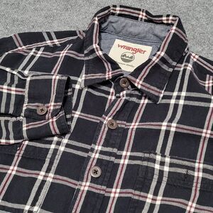 Wrangler Flannel Shirt Men's‎ L Premium Quality Black Red Long Sleeve Cotton